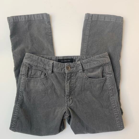 Calvin Klein Jeans Y2K Gray Cotton Corduroy Low Rise Straight Leg Pants Womens 6 - Picture 2 of 10